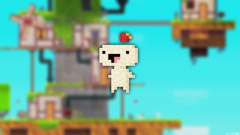 Pixelated Character with Apple