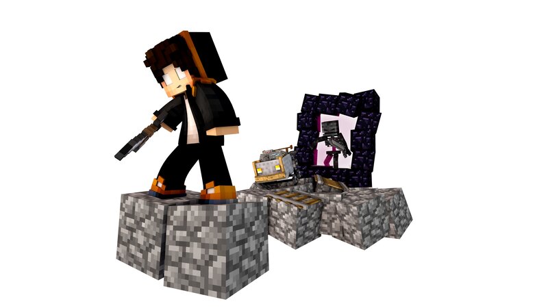Pixelated Character with Gun