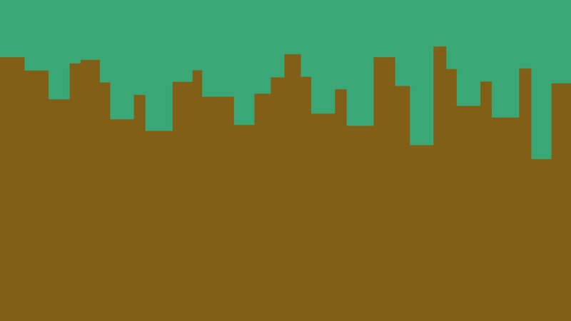 Pixelated City Skyline — Green