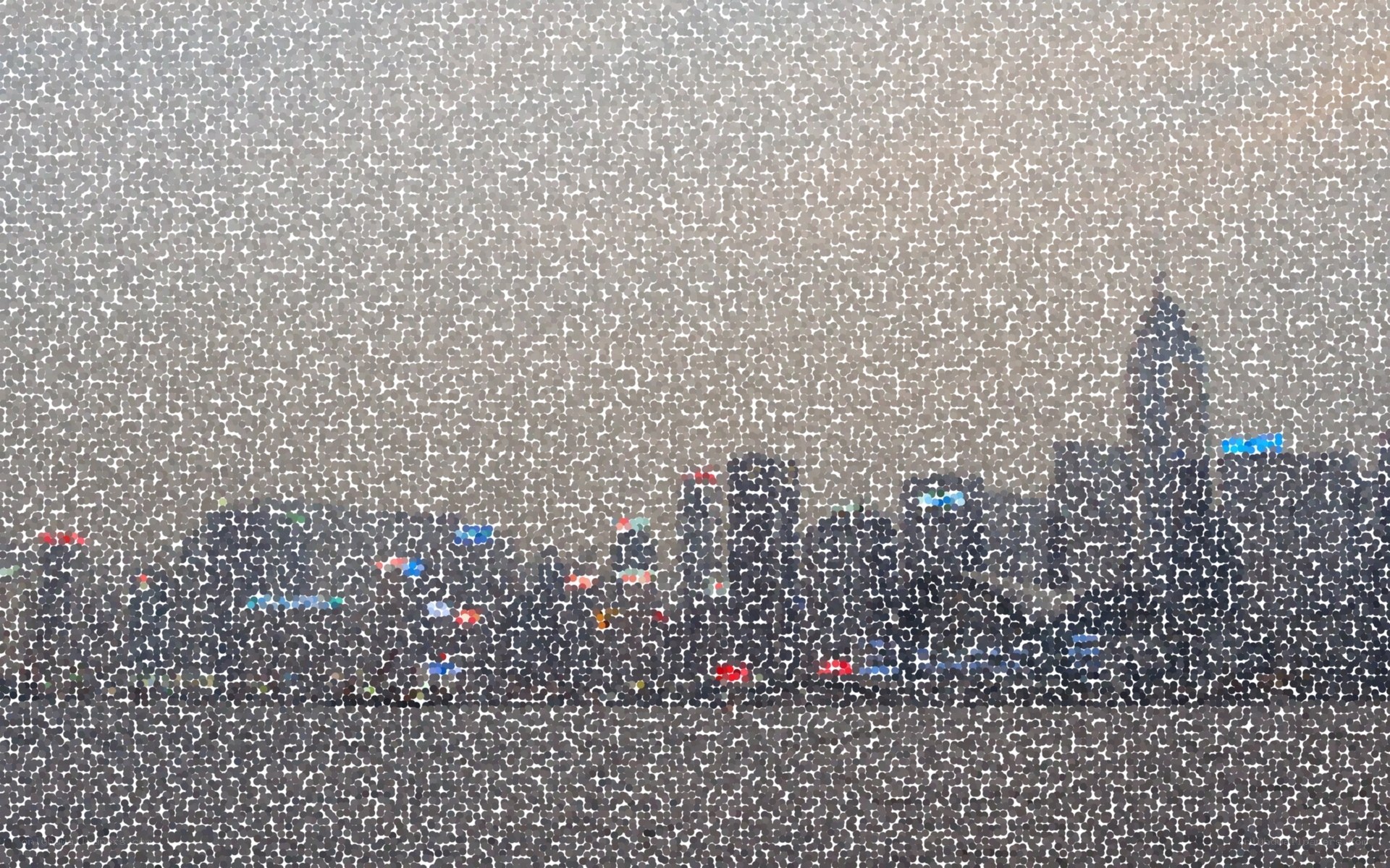 Pixelated city skyline