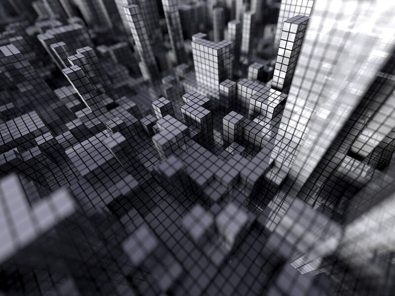 Pixelated Cityscape — Black