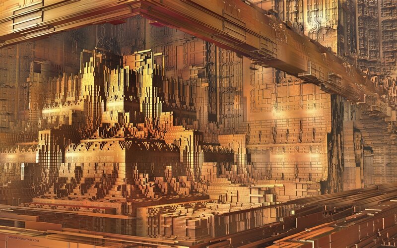 Pixelated Cityscape — Brown