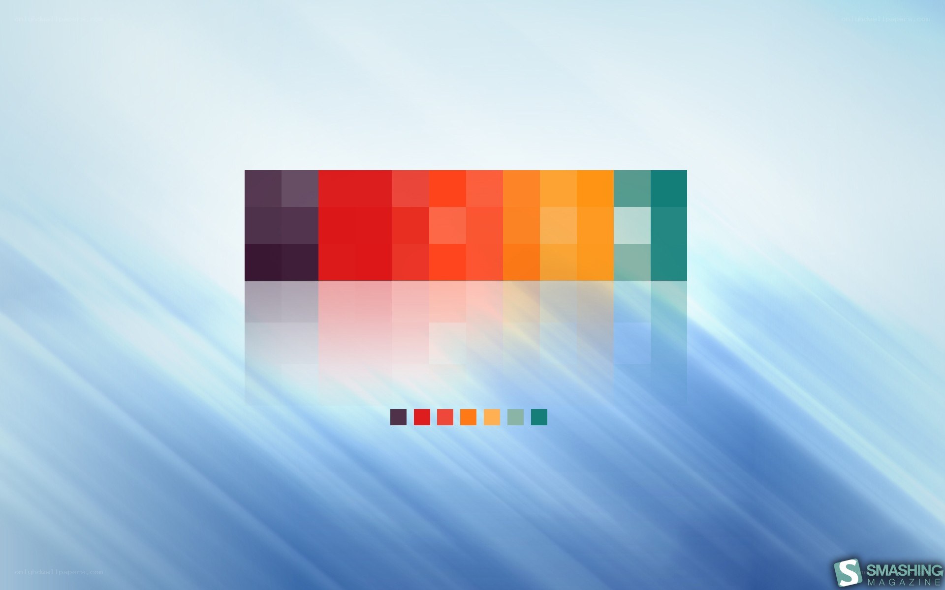 pixelated color bar on blue background