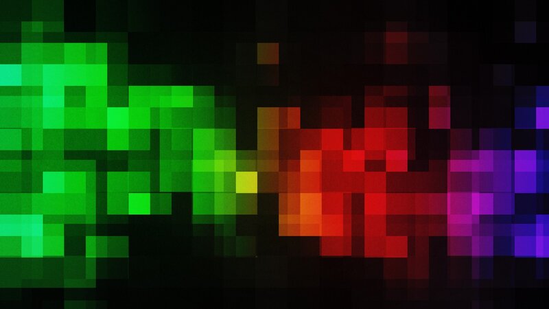 Pixelated Color Blocks — Green, Abstract
