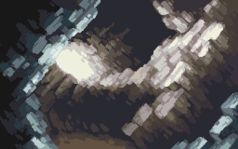 Pixelated Creature in Dark Space