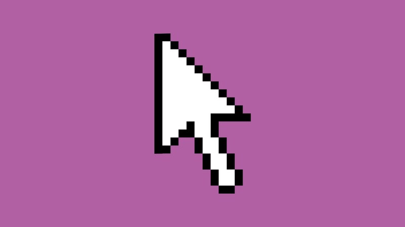 Pixelated Cursor Arrow — Purple