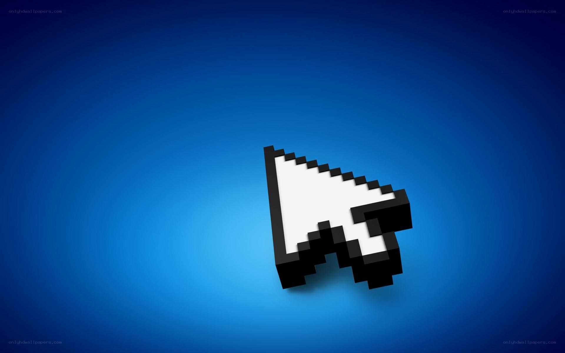 pixelated cursor on blue