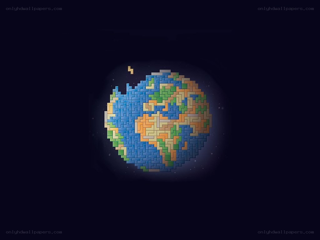 pixelated earth from space