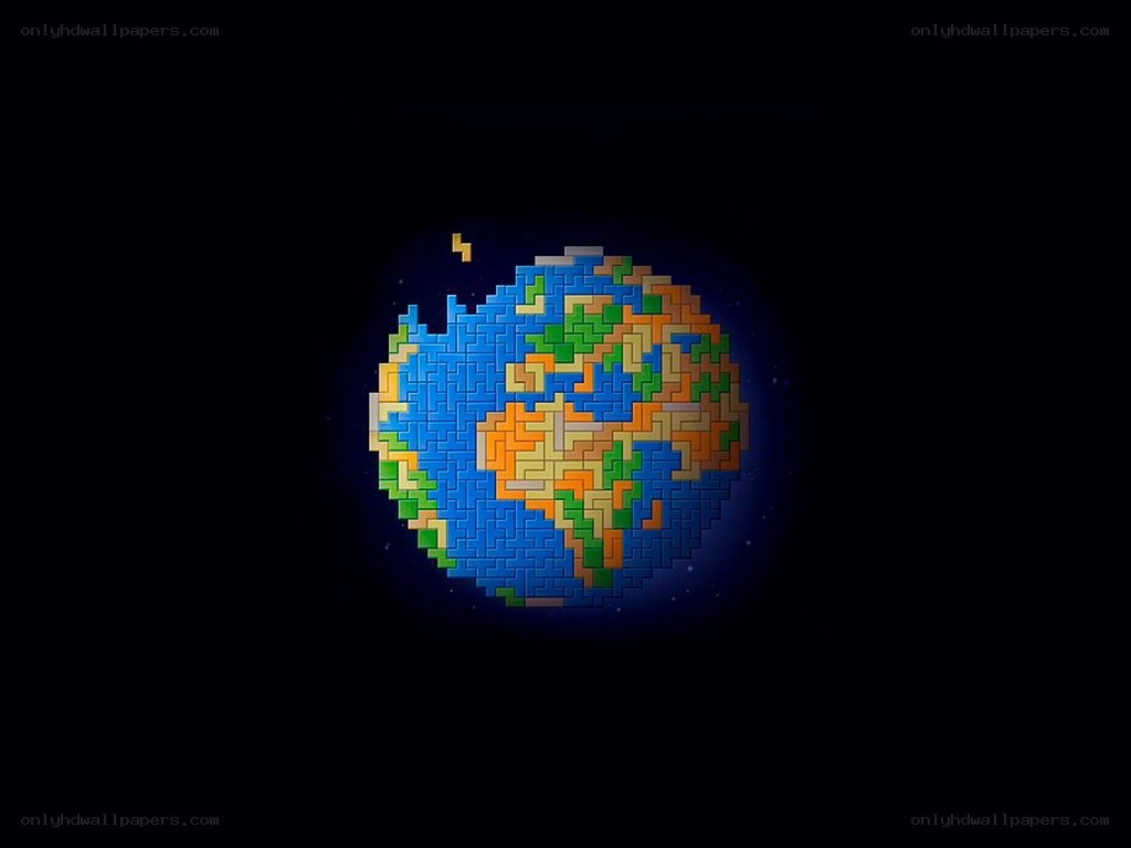 pixelated earth from space