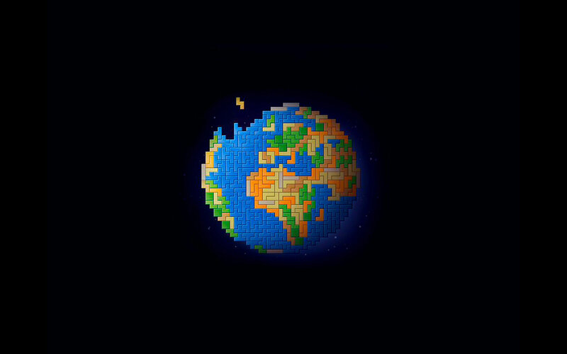 Pixelated Earth Globe — Blue