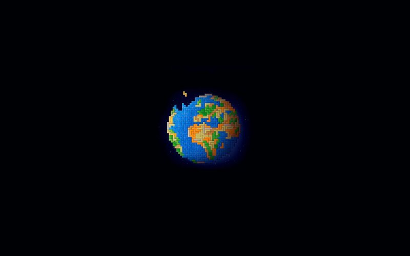 pixelated earth in space