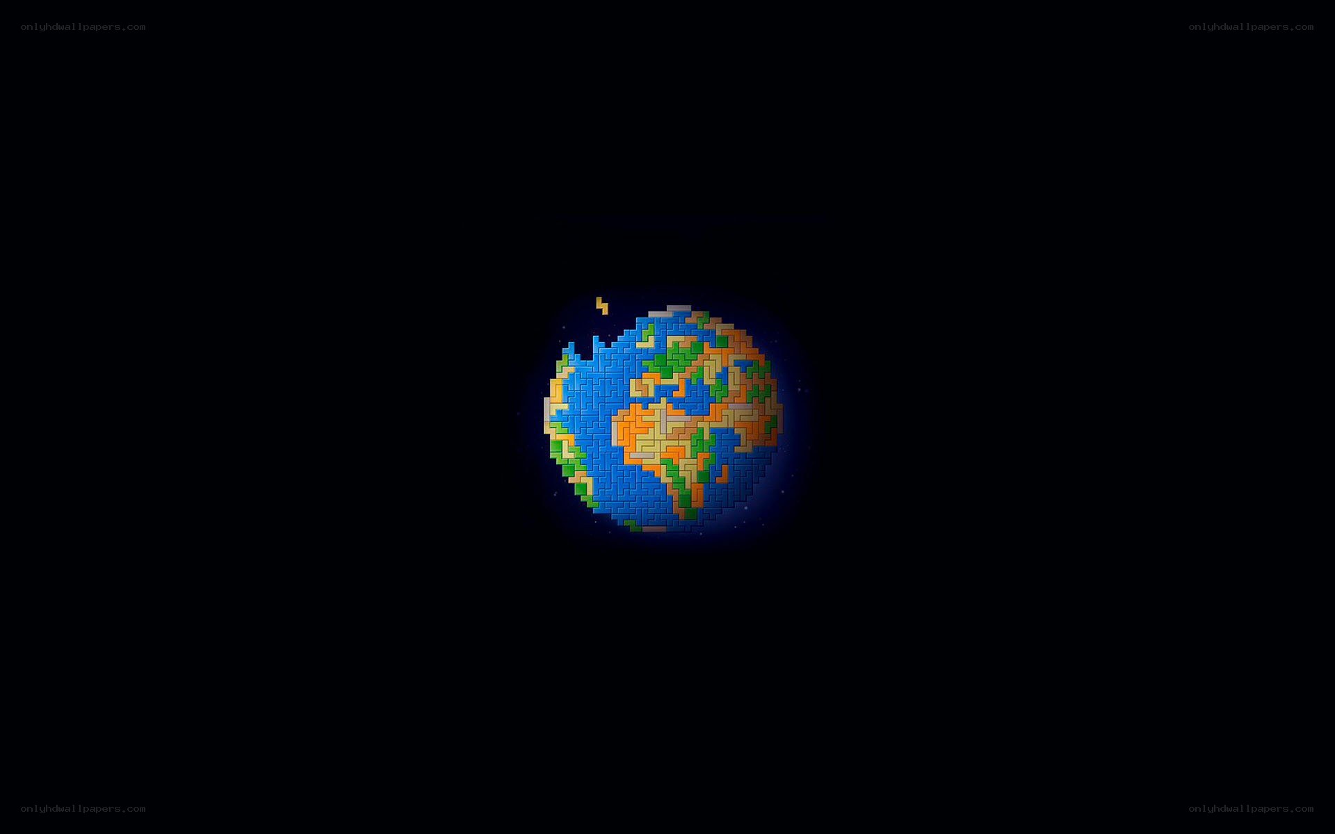 pixelated earth in space