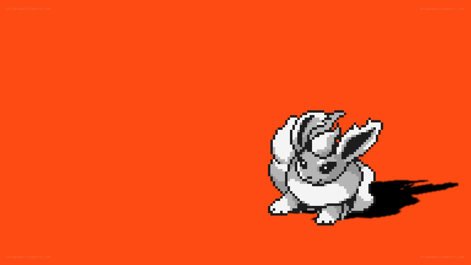 pixelated eevee on orange