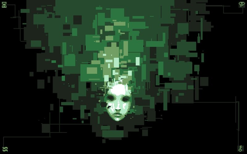 Pixelated Face in Green