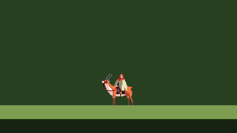 Pixelated Figure on Antelope