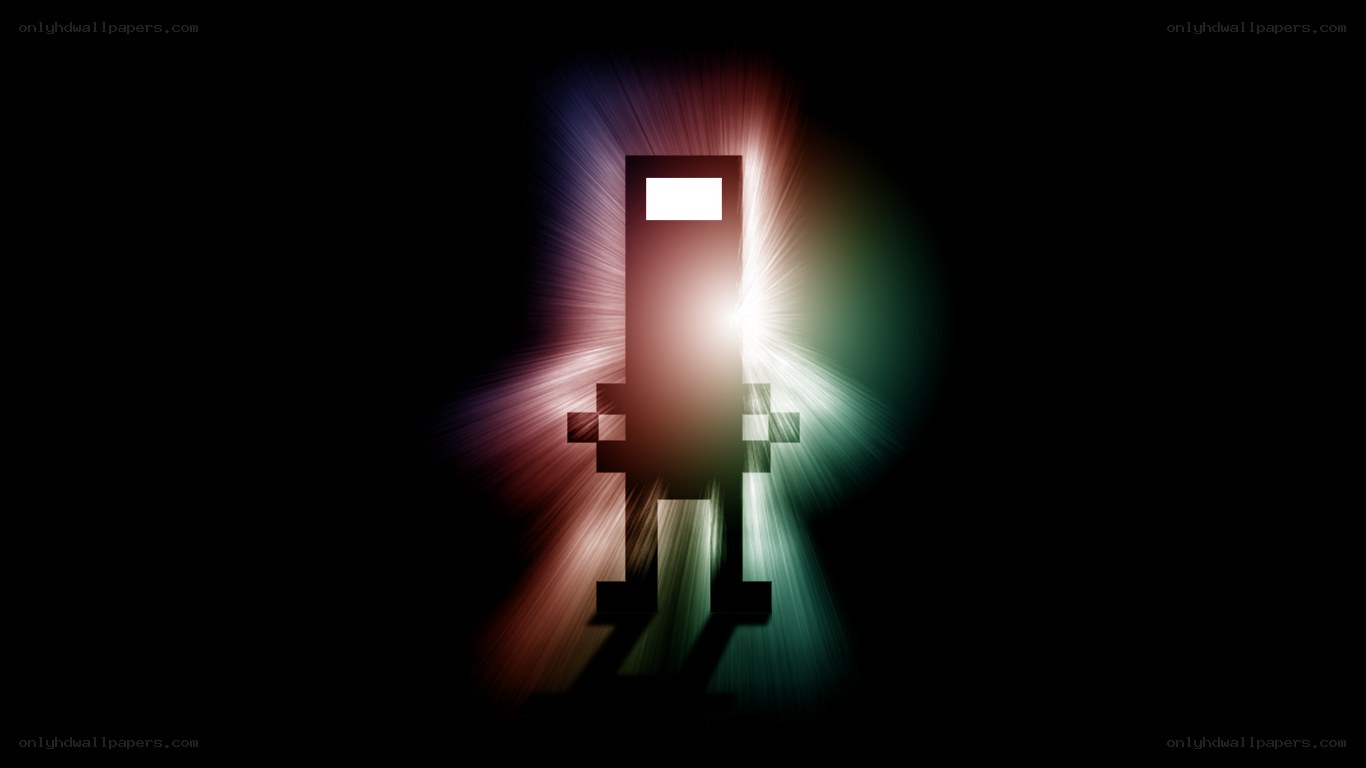 pixelated figure with light burst