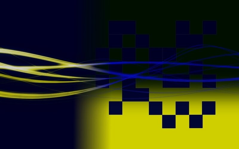 Pixelated Figure with Light Streaks