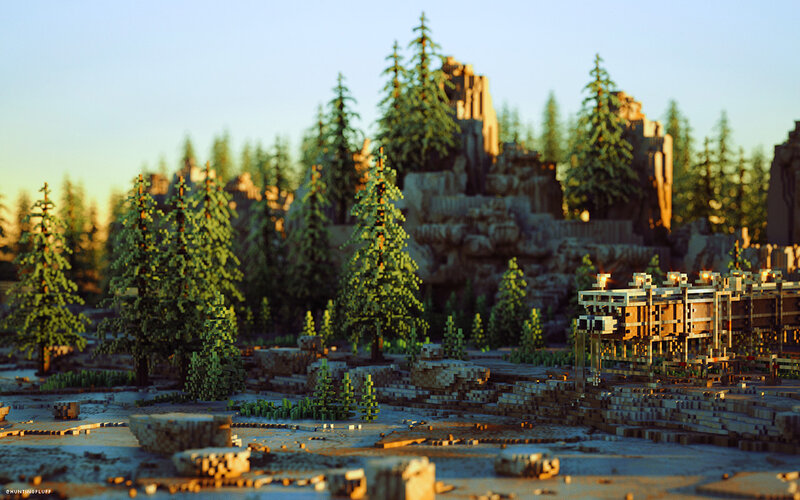 Pixelated Forest Landscape