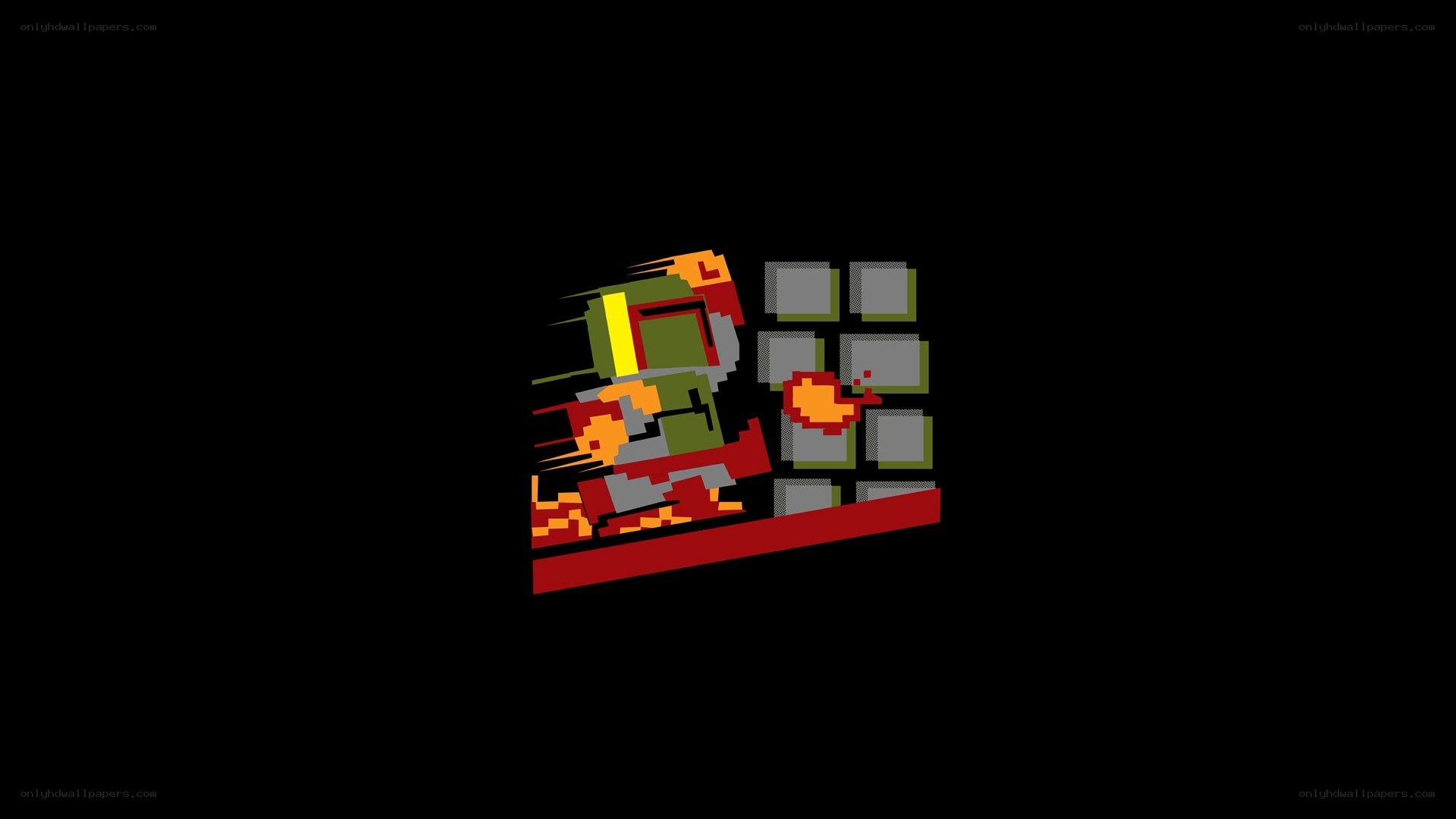 Pixelated game character in action