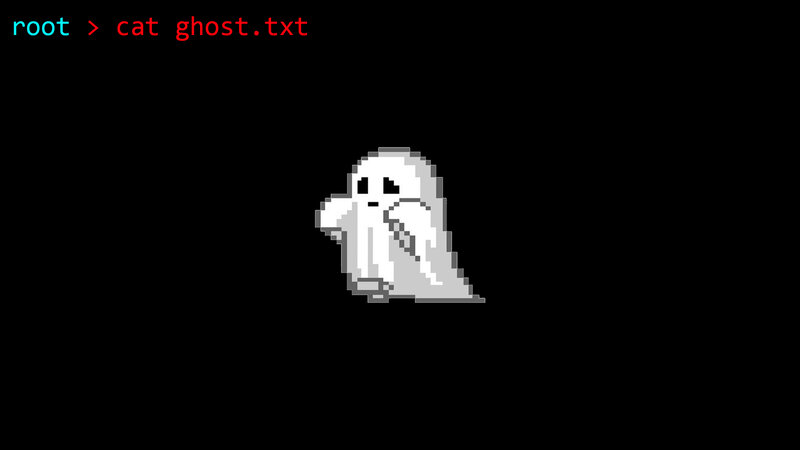 Pixelated Ghost Character — Black, Neutral