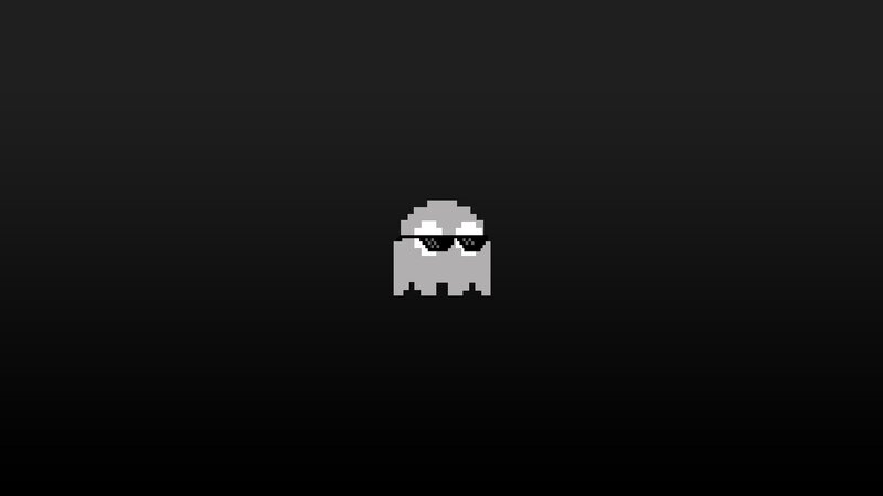Pixelated Ghost Character — Black