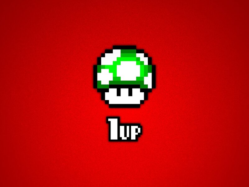 Pixelated green mushroom