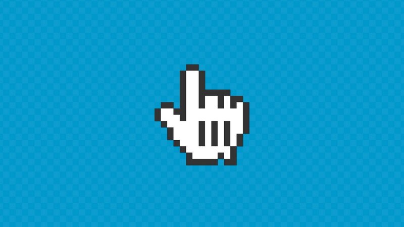 Pixelated Hand Cursor — Blue, Neutral