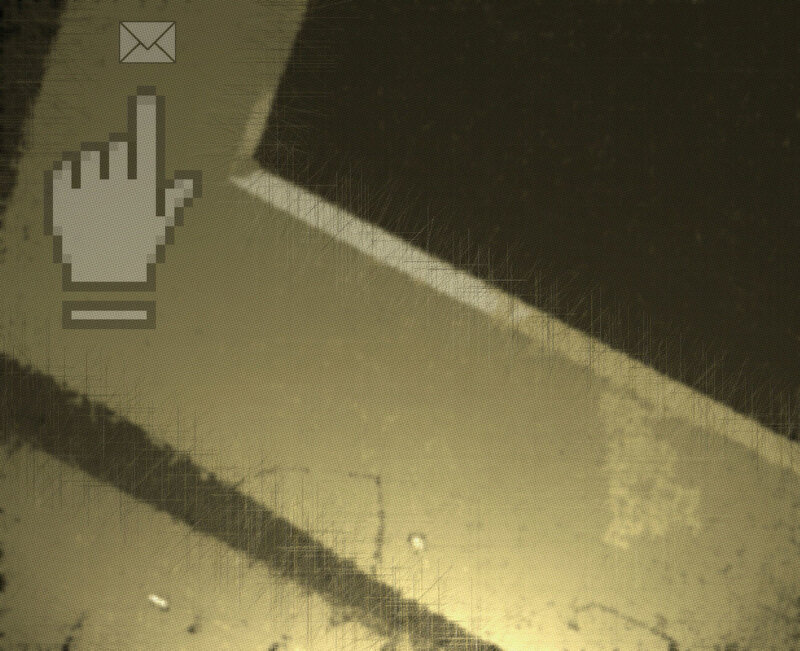 pixelated hand cursor on dark background