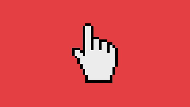 Pixelated Hand Cursor — Red, Minimalist