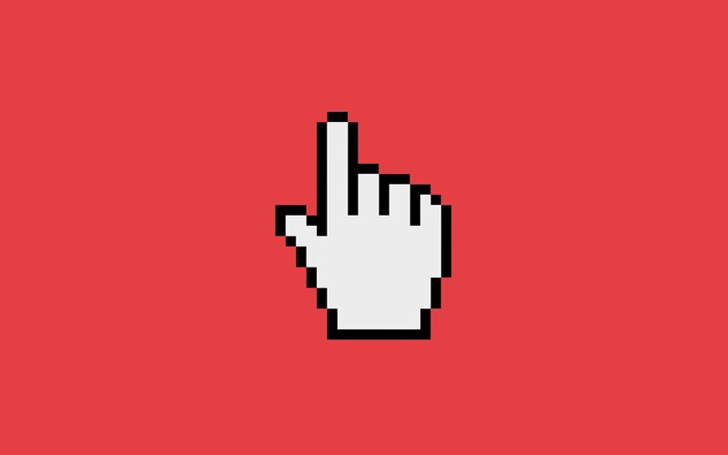Pixelated Hand Cursor — Red