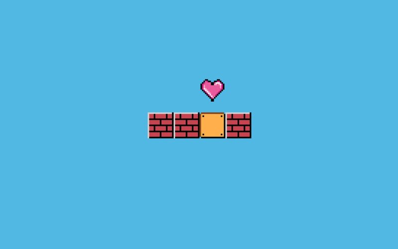 Pixelated Heart Above Blocks