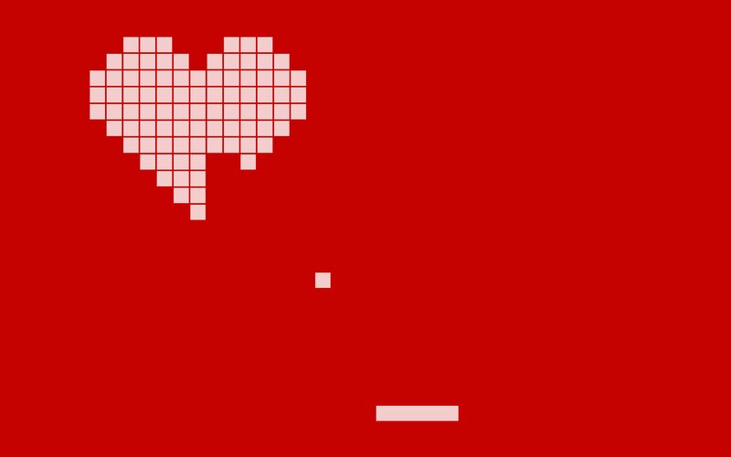 Pixelated Heart Shape — Red, Minimalist, Pixel Art, Square