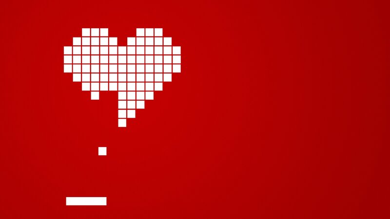 Pixelated Heart Shape — Red, Minimalist