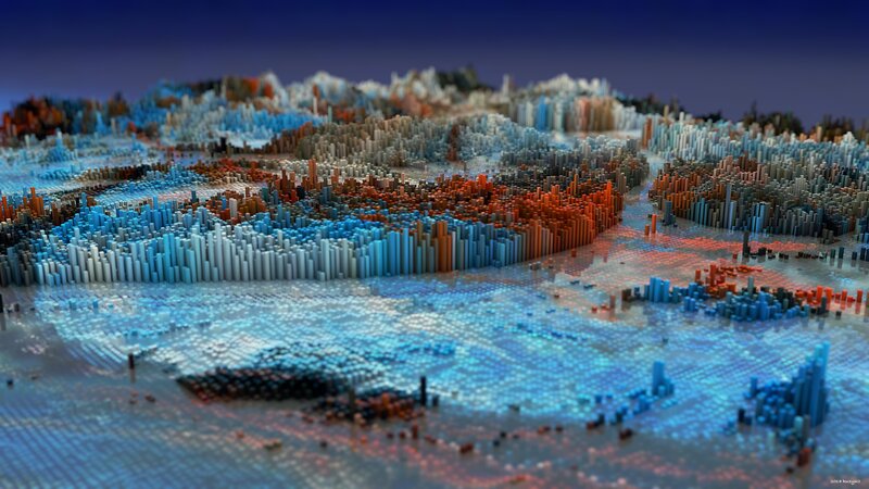 Pixelated Landscape — Blue