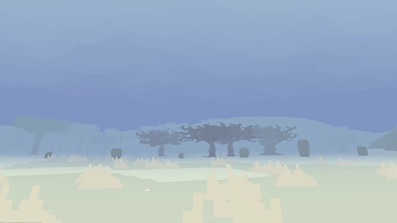 Pixelated Landscape Scene — Blue