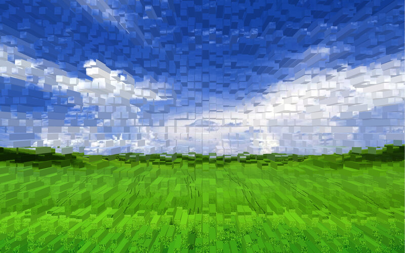 Pixelated landscape scene