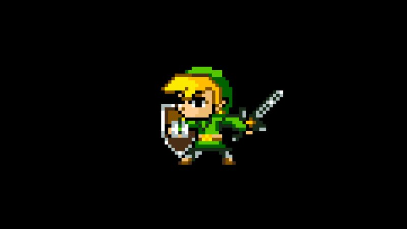 Pixelated Link Character — Black, Action