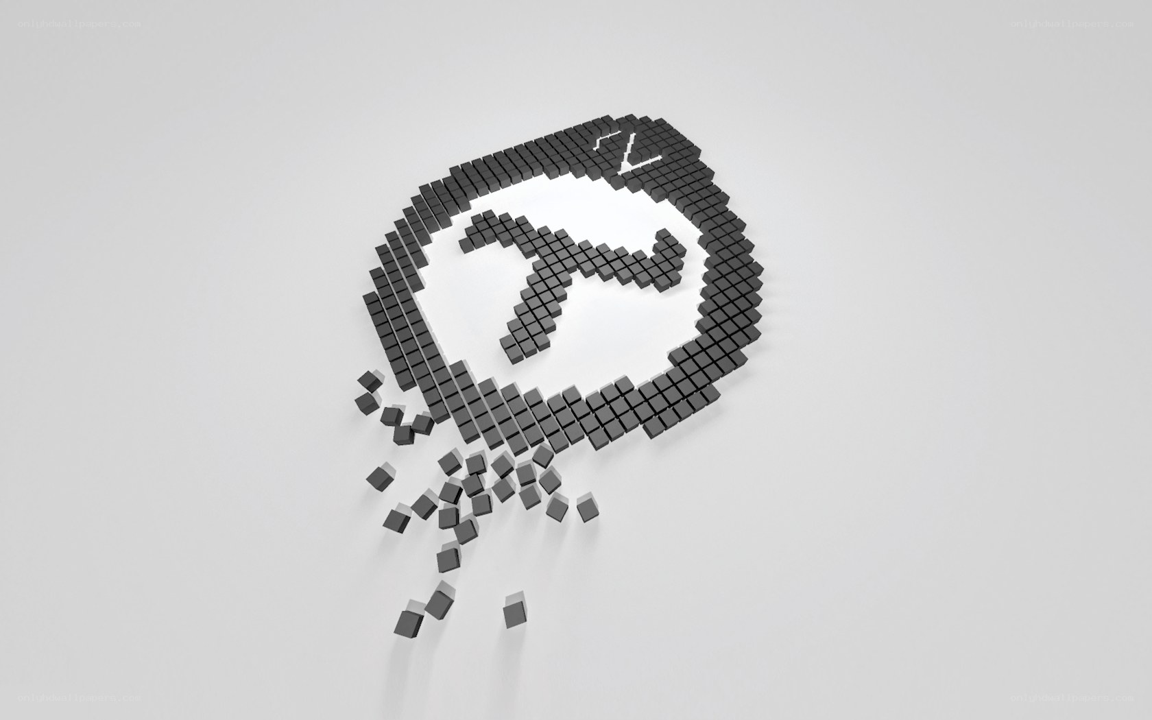 pixelated logo disintegration