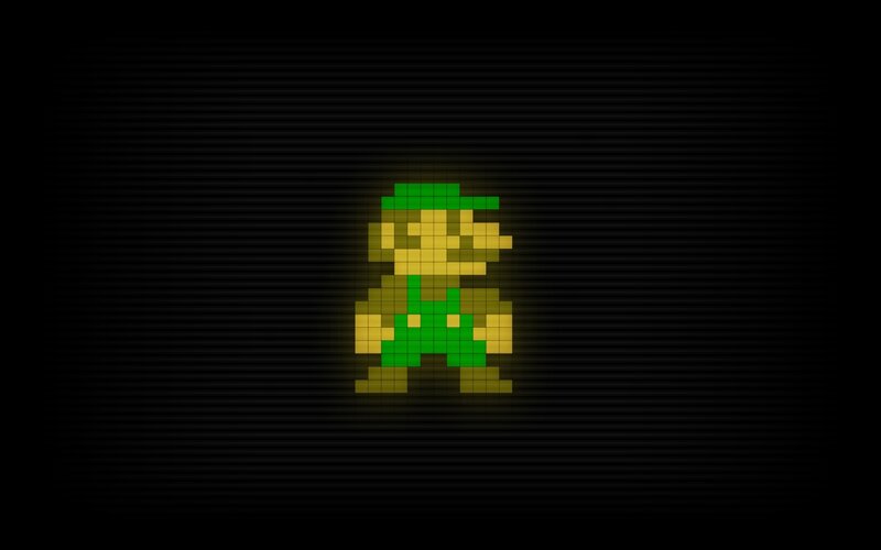 Pixelated Luigi character
