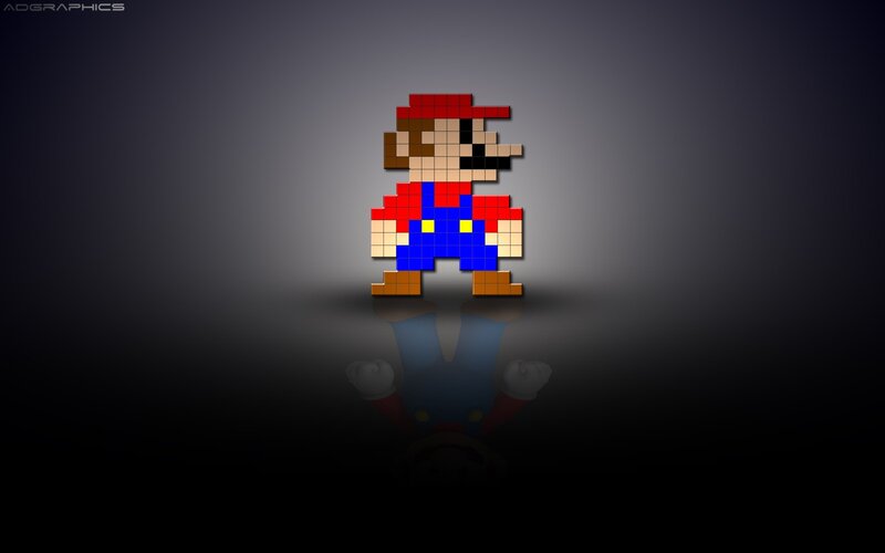 Pixelated Mario character