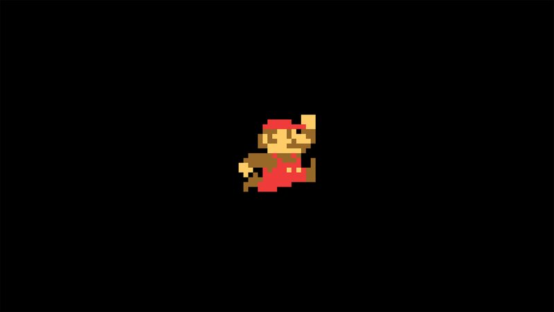 Pixelated Mario Character — Black, Neutral