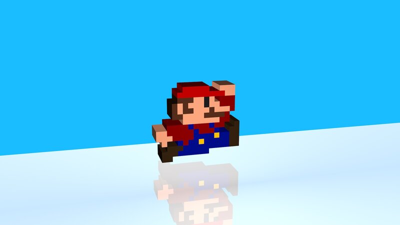 Pixelated Mario Character — Blue