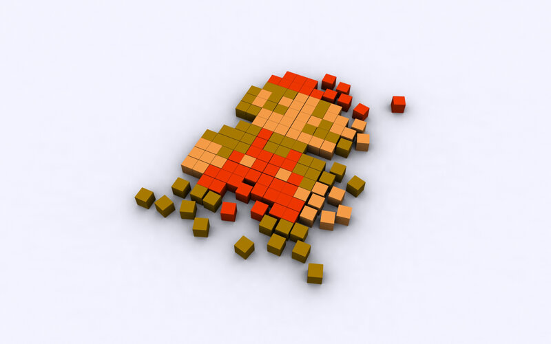 Pixelated Mario Figure — Red, Neutral