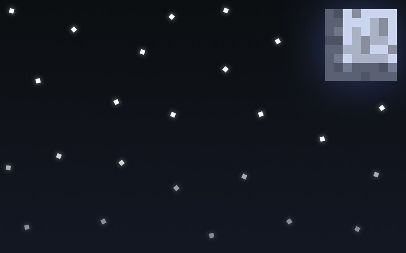Pixelated Moon in Night Sky