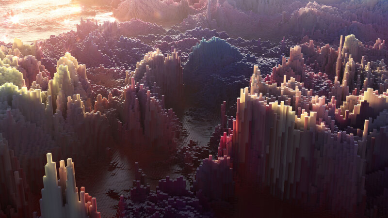 Pixelated Mountain Landscape