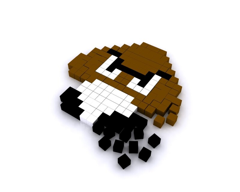 Pixelated Mushroom Character — Brown