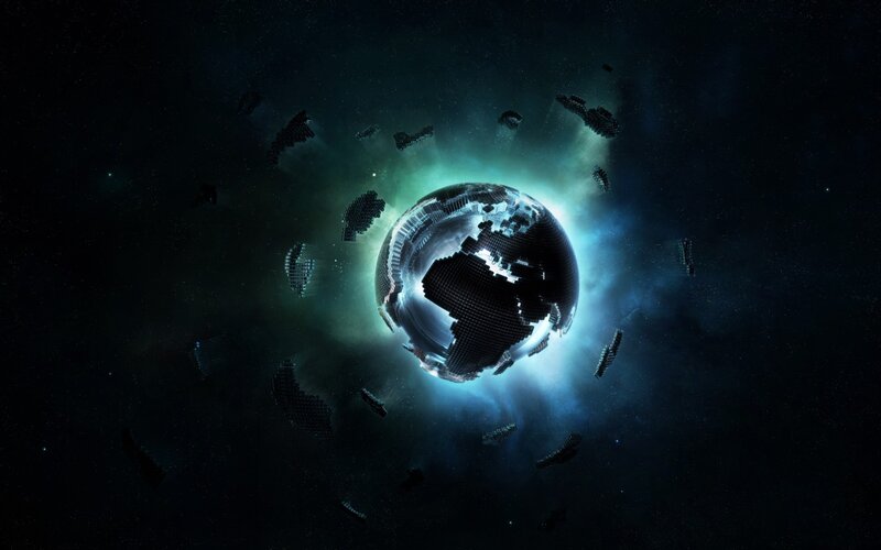 Pixelated Planet in Space — Black