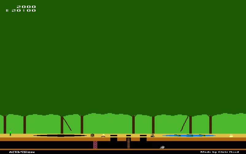 pixelated platform game scene