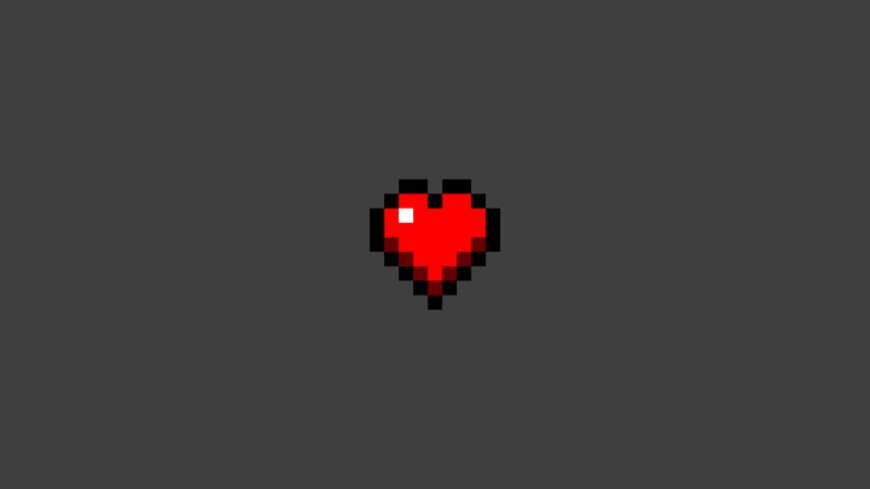 Pixelated Red Heart — Minimalist