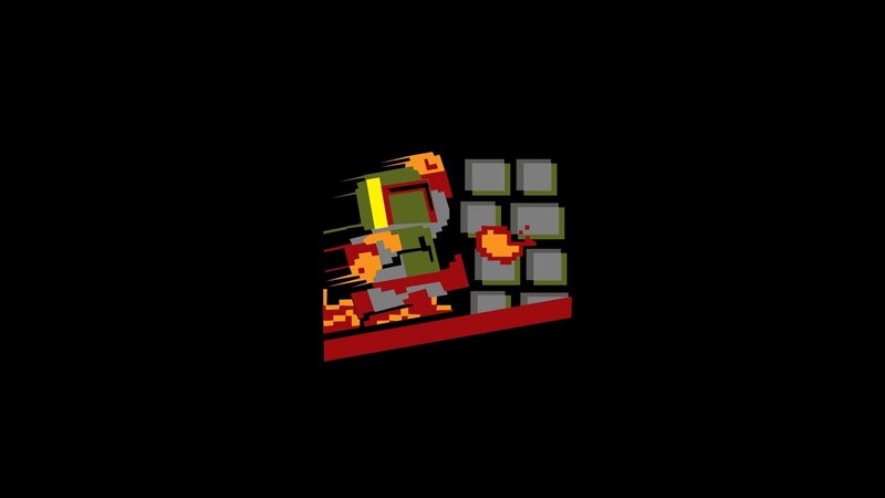 Pixelated Robot Character — Black, Action